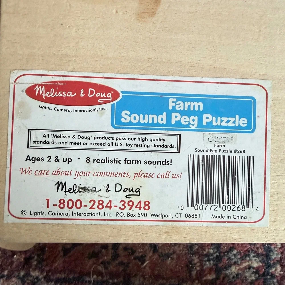 90s Melissa & Doug Wooden Puzzles Vehicles, Farm Sound Peg Puzzles 100% Complete